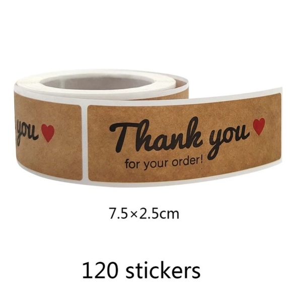 120 Ct Craft Style “Thank You” Stickers with Red Heart - Picture 2 of 4